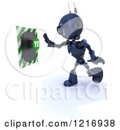 Clipart Of A 3d Blue Android Robot Pushing A Yes Button Royalty Free Illustration