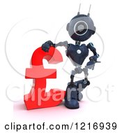 3d Blue Android Robot With A Lira Symbol