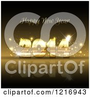 Clipart Of A Happy New Year 2014 Greeting In Gold Royalty Free Vector Illustration