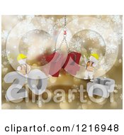 Poster, Art Print Of 3d New Year White Construction Characters Replacing 2013 With 2014 Over Gold