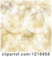 Poster, Art Print Of Golden Background Of Snowflakes And Christmas Bokeh Lights