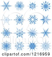 Clipart Of Blue Winter Snowflakes Royalty Free Vector Illustration