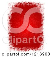 Poster, Art Print Of Red Patterned Background Framed In White Snowflakes And Stars
