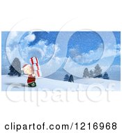 Poster, Art Print Of 3d Christmas Elf Carrying Gifts In The Snow