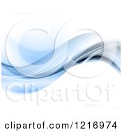 Poster, Art Print Of Background Of Blue Flowing Waves On White