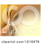 Poster, Art Print Of Golden Abstract Background With Flowing Curves