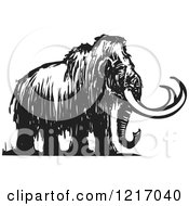 Woodcut Mammoth In Black And White