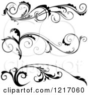 Clipart Of Black And White Floral Scrolls Royalty Free Vector Illustration