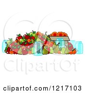 Poster, Art Print Of Canning Jars And A Pile Of Fall Harvest Fruits