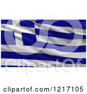 3d Waving Flag Of Greece With Rippled Fabric