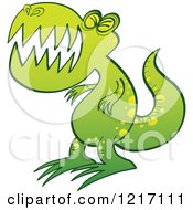 Poster, Art Print Of Green Angry T Rex