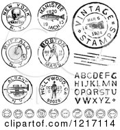 Vintage Black And White Postmark Stamps And Letters