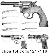 Poster, Art Print Of Vintage Black And White Pistols And Rifles