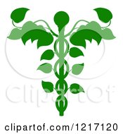 Clipart Of A Green Medical Dna Caduceus Plant Royalty Free Vector Illustration