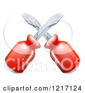 Clipart Of Crossed Screwdrivers Royalty Free Vector Illustration