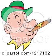 Clipart Of A Happy Irishman Wearing A Derby Hat And Smoking A Cigar Royalty Free Vector Illustration