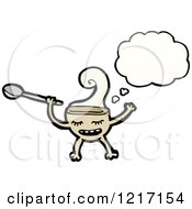 Cartoon Of A Walking Bowl And Spoon Thinking Royalty Free Vector Illustration by lineartestpilot