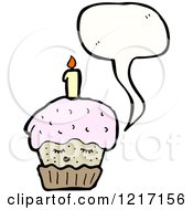 Cartoon Of Speaking Cupcake Royalty Free Vector Illustration