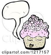 Cartoon Of Speaking Cupcake Royalty Free Vector Illustration