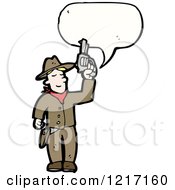 Cartoon Of A Gunslinger Speaking Royalty Free Vector Illustration by lineartestpilot