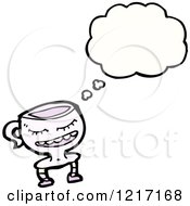 Cartoon Of A Walking Teacup Thinking Royalty Free Vector Illustration