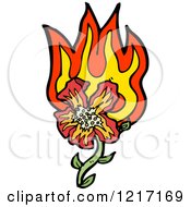 Cartoon Of A Flaming Flower Royalty Free Vector Illustration