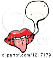 Cartoon Of Red Lips With A Tongue Speaking Royalty Free Vector Illustration