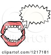 Cartoon Of A Set Of Vampire Teeth Speaking Royalty Free Vector Illustration by lineartestpilot