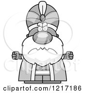 Clipart Of A Black And White Mad Maharaja High King Royalty Free Vector Illustration