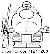 Clipart Of A Black And White Mad Hunter Man Royalty Free Vector Illustration