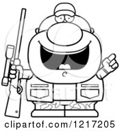 Clipart Of A Black And White Hunter Man With An Idea Royalty Free Vector Illustration by Cory Thoman
