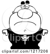 Clipart Of A Black And White Depressed Priest Royalty Free Vector Illustration