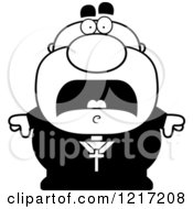 Clipart Of A Black And White Scared Priest Royalty Free Vector Illustration