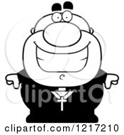 Clipart Of A Black And White Happy Grinning Priest Royalty Free Vector Illustration