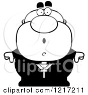 Clipart Of A Black And White Surprised Priest Royalty Free Vector Illustration