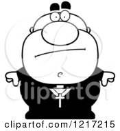Clipart Of A Black And White Bored Priest Royalty Free Vector Illustration