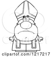 Clipart Of A Black And White Depressed Pope Royalty Free Vector Illustration by Cory Thoman