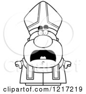 Clipart Of A Black And White Scared Pope Royalty Free Vector Illustration by Cory Thoman