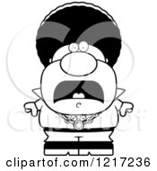 Clipart Of A Black And White Scared Disco Man Royalty Free Vector Illustration by Cory Thoman