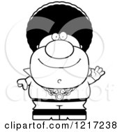 Clipart Of A Black And White Friendly Waving Disco Man Royalty Free Vector Illustration by Cory Thoman