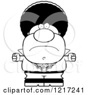 Clipart Of A Black And White Mad Disco Man Holding Up Balled Fists Royalty Free Vector Illustration by Cory Thoman