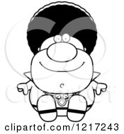 Clipart Of A Black And White Happy Disco Man Sitting Royalty Free Vector Illustration by Cory Thoman