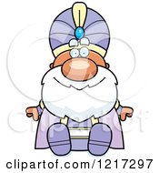Clipart Of A Happy Sitting Maharaja High King Royalty Free Vector Illustration