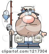 Clipart Of A Bored Fisherman Royalty Free Vector Illustration