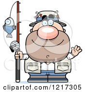 Clipart Of A Friendly Waving Fisherman Royalty Free Vector Illustration