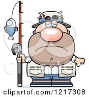 Clipart Of A Depressed Fisherman Royalty Free Vector Illustration