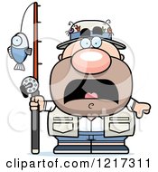 Clipart Of A Scared Fisherman Royalty Free Vector Illustration