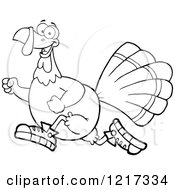 Poster, Art Print Of Outlined Thanksgiving Turkey Bird Running In Sneakers