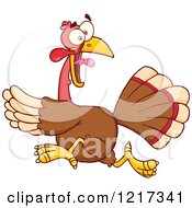Clipart Of A Scared Thanksgiving Turkey Bird Running Royalty Free Vector Illustration by Hit Toon #COLLC1217341-0037
