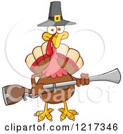 Poster, Art Print Of Thanksgiving Pilgrim Turkey Bird Holding A Musket